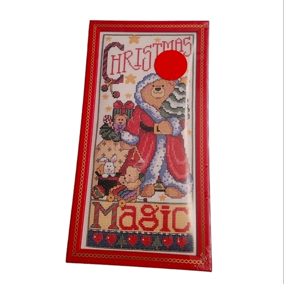 Vintage - Shelly Rasche Christmas Magic  Cross Stitch with Frame 6" x 12" - Picture 1 of 4